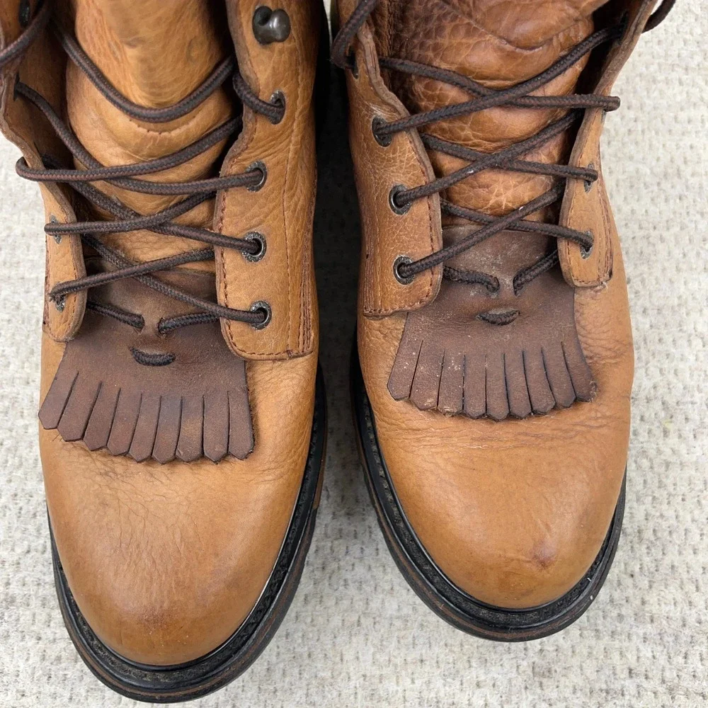 Rocky Ride Mens Boots 14 M Brown Leather Soft Toe Lace‎ Up Waterproof Work